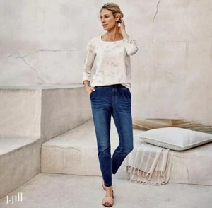 Tunica J.Jill Pure Jill collo quadrato grigio tortora multi - nuova con etichetta piccola Lagenlook - Foto 1 di 12