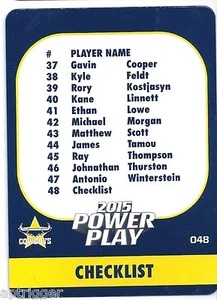 2015 NRL Power Play Base Card (048) Cowboys Check List - Picture 1 of 1