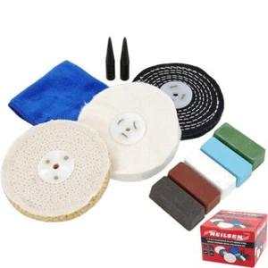 Neilsen 11pc Aluminium Alloy Brass Steel Bench Grinder Metal Polishing Kit 6" - Picture 1 of 3