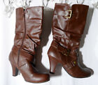 MAURICES Pumps Heeled Boots sz 8M Brown Strappy Buckle style Riding Moto Sexy