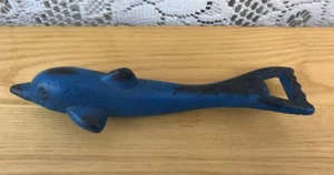 Vintage 7.5” Cast Iron Dolphin Bottle Opener - Foto 1 di 10