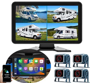 Monitor cuádruple IPS de 10" DVR 4 cámara de reversa multimedia para camión remolque RV autobús - Imagen 1 de 9