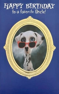 Lustige GEBURTSTAGSKARTE FÜR COOLEN ONKEL, dummer dalmatinischer Hund - amerikanische Grüße + ✉ - Bild 1 von 4