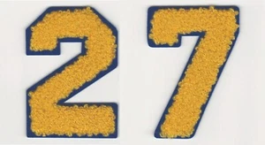 Yellow Chenille Number 2 7 Iron On Patches Varsity Style DIY Jackets (2 1/2" in) - Picture 1 of 1