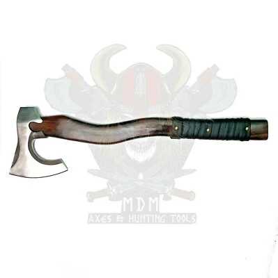 NEW BEAUTIFUL VIKING BATTLE AXE HAND FORGED CARBON STEEL HATCHET BATTLE AXE WOOD - Image 1 of 4