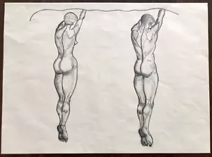 AMAZING VINTAGE ORIGINAL ART PAINTING ARTIST SKETCH ARTWORK DRAWING PLANS - Picture 1 of 1