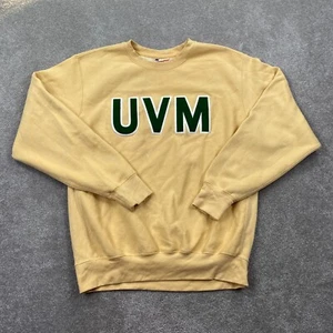 Vermont Catamounts UVM Fleece Pullover Sweatshirt MV Sport Unisex Size M Yellow - Picture 1 of 9