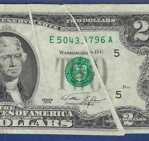 1976 $2  ERROR  ♚♚GUTTER FOLD ERRORS♚♚  PMG EX FINE 40 EPQ - Picture 1 of 3