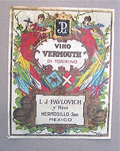 Vintage Weinetiketten -- Vino Wermut Di Torrino - Mexiko - Bild 1 von 5