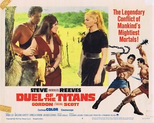 DUEL OF THE TITANS Original Lobby Card 5 Gordon Scott Steve Reeves Virna Lisi