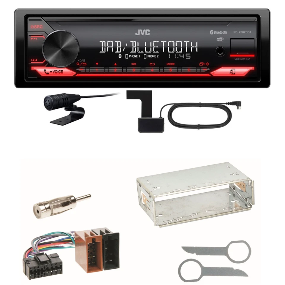 JVC KD-X282DBT Bluetooth DAB Einbauset für Mercedes SLK R170 W208 W210 - Bild 1 von 1