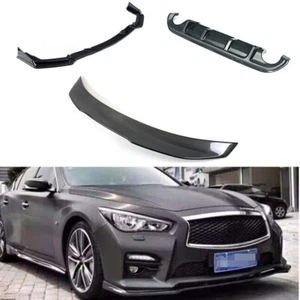 Für Infiniti Q50 Sportmodell 2014-2017 Front Spoiler+Heck Diffusor+Heckflügel - Picture 1 of 8
