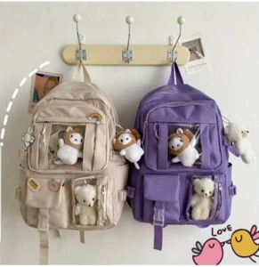 Teens School Backpack Kawaii Cute Bear College Travel Casual Bag for Girls Women - Picture 1 of 6