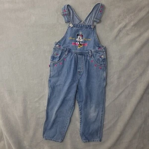 Mickey & Co Disney Embroidered Classic Original Minnie Denim Bib Overalls 6X - Picture 1 of 18