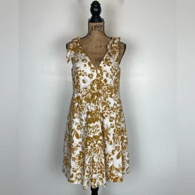 Eliza J Floral Midi Dress Size 10 Pleaded Fit & Flare Side Pocket Cotton Bow - Image 1 of 4