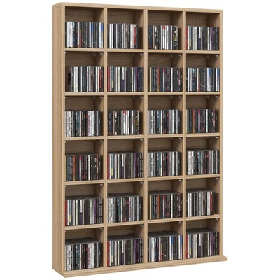 HOMCOM DVD CD Media Storage Rack, Video Display Unit, Natural - Image 1 of 4
