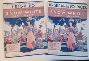1937-38 Disneys SNOW WHITE Whistle While You Work & Heigh-Ho Combo 2 Sheet Music - Picture 1 of 20