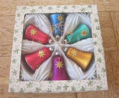 ECKARTINA 6 x alter Christbaumschmuck Glöckchen / Glocken - West Germany - Bunt - Bild 1 von 4