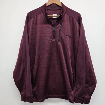 Pullover Callaway Golf 1/4 Cremallera Para Hombre Talla XXL Bolsillos Forrado de Vellón Brezo Granate Foto 1 de 4