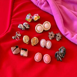 10XJob Lot Vintage Clip On Earrings Statement Diamante, Hoop Silver/Gold Toneb - Picture 1 of 11