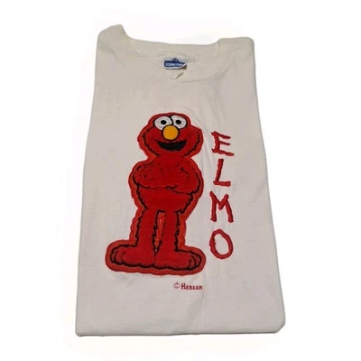 Camisa Elmo Años 90 Plaza Sésamo Logo Peludo Difuso Bordado Adulto Talla L Hecha en EE. UU. Foto 1 de 4
