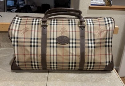 Authentic Vintage Burberry Plaid Travel Bag Tote LARGE! NICE! - Image 1 of 4