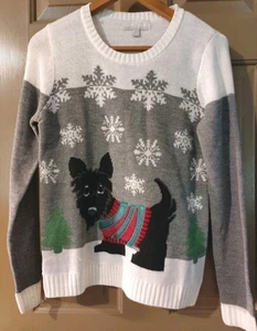 Carolyn Taylor Sweater Scottish Terrier Scottie Dog Christmas Holiday Sz S - Picture 1 of 6