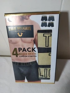 True Religion Brand Jeans 4 Pack Fly Front Boxer Briefs Medium 32-34 Black - Picture 1 of 7