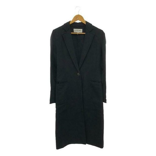 CAPPOTTO CHESTER LOEWE LANA CASHMERE CON TOPPA PELLE 34 NAVY DONNA USATO0