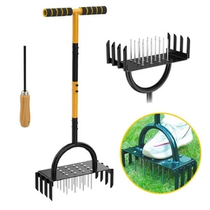 with 6 Hollow Slots Lawn Aerator Spike Tool Manual Yard Aerator - Picture 1 of 5