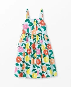 Hanna Andersson Girls Citrus Print Midi Dress Size 110 US 5 100% Cotton Muslin - Picture 1 of 9