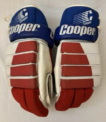 Vintage Cooper Model 9 Hockey Gloves Classic Red White and Blue - Image 1 of 4