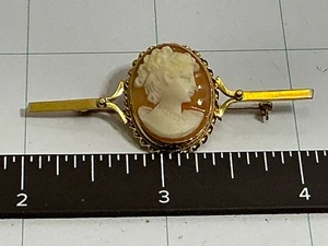 Donna Chambers Vintage 14 KT Oro Camafeo Y Perla Broche Bufanda Pin Collar - Imagen 1 de 5