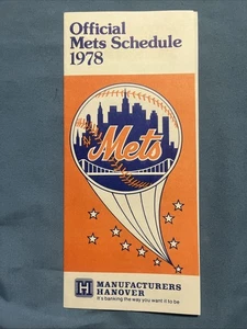 POCKET SCHEDULE BROCHURE MLB 1978 NEW YORK METS MANUFACTURERS HANOVER - Picture 1 of 3