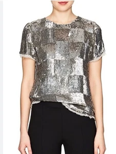 Retrofete Karen Sequined Checker Silver Blouse medium - Picture 1 of 4