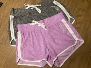 Two Pairs of Girls Size 10 Justice Athletics Shorts In Purple and Gray/Grey - Picture 1 of 6