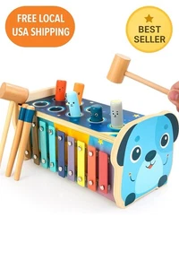 KIDWILL Montessori Pounding Toy for 1 2 Year Olds Wooden Hammering & Activity - Picture 1 of 8