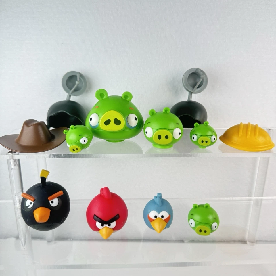 Lot 13 Angry Birds KNEX Rovio Figures Bomb Red & Blue Bird Minion Pig RARE 2009 - Image 1 of 4