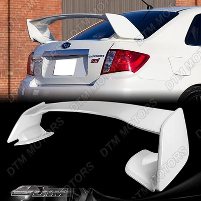 For 08-14 Subaru Impreza WRX STI Style Painted White ABS Rear Trunk Spoiler Wing - Image 1 of 4