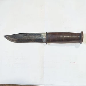 Ka-Bar Olean NY Combat Fighting Utility Knife Leather Handle Vintage Military - Picture 1 of 5