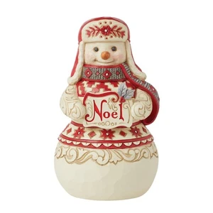 Enesco Jim Shore Heartwood Creek Nordic Noel Snowman with Sign Figurine 6.77 In. - Picture 1 of 4
