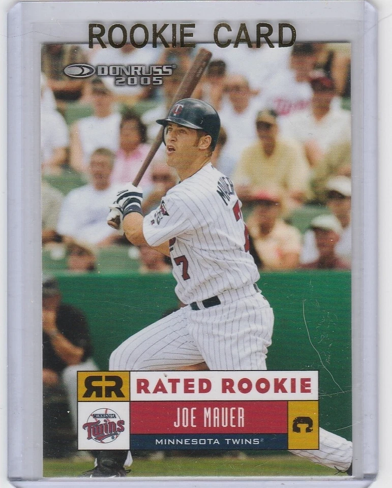 Tarjeta de novato Joe Mauer Minnesota Twins clasificación Donruss Baseball RC ~ RETIRADA Foto 1 de 2