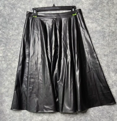 NWT Alexia Admor Lillian Black Flare Vegan Faux Leather Skirt Size 10 - Image 1 of 4