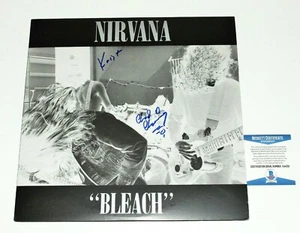 NIRVANA KRIST NOVOSELIC CHAD CHANNING SIGNED BLEACH VINYL RECORD LP BECKETT COA - Picture 1 of 5