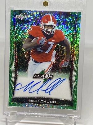 2018 Leaf Green Flash Nick Chubb Browns RC Rookie AUTO 13/15  ROOKIE RARE!! - Image 1 of 4
