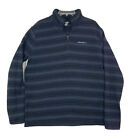 Eddie Bauer 1/4 Zip Pullover Fleece Sweatshirt Mens Large Black Blue Striped 