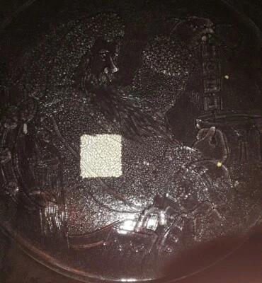 LIBBEY Clear Christmas GLASS Serving Plate 12 1/2" House w Santa & Elf #2 - Image 1 of 4