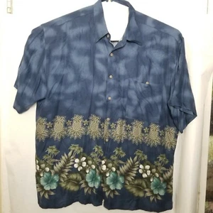 Moda Campia Moda Mens Shirt Blue Floral Pineapple Hawaiian Size XL (A9) - Picture 1 of 9