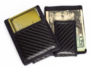 Carbon Fiber Leather Wallet with Money Clip Red - Picture 1 of 1