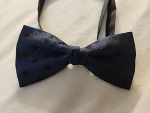Blue And Black Checkered Bow Tie. Adjustable - Picture 1 of 5